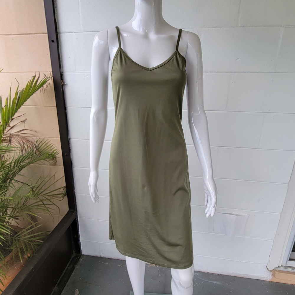 Vintage 90s Wanted V-Neck Cami Dress Olive Green Women 5 Y2K